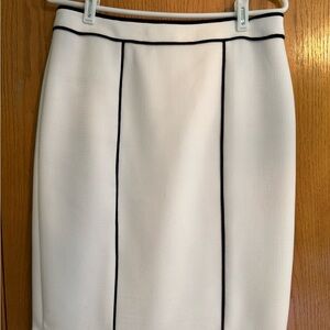 Calvin Klein Cream Pencil Skirt with Black Trim